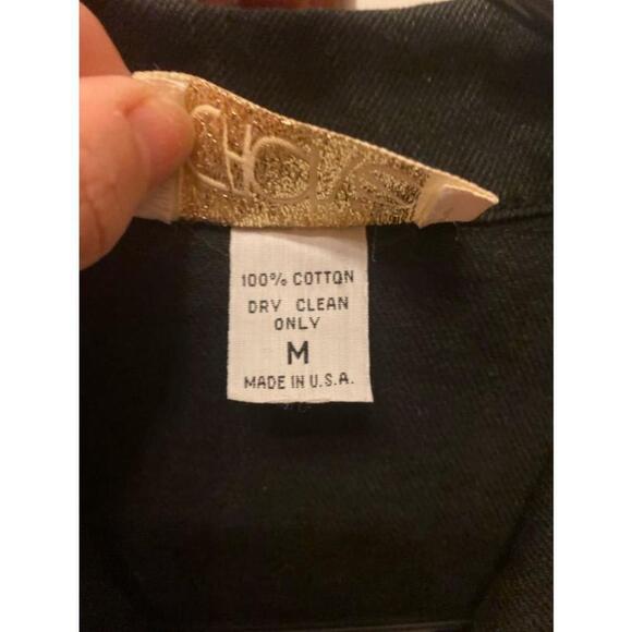 Women's vintage Cache Black Denim Jacket With Gold Embellishment Size M - Picture 8 of 10